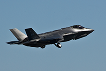 The U.S. F-35 Lightning II joint strike fighter lifts off for its first training sortie March 6, 2012, at Eglin Air Force Base, Florida