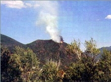 A view of the South Canyon Fire near Glenwood Springs, Colorado, at noon on July 4, 1994