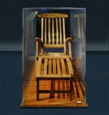 An actual deck chair recovered from the sunken liner Titanic