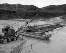 Erecting a floating bridge in Korea (1952)