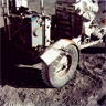 The Apollo 17 Lunar Rover, showing its damaged fender