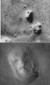 The "Face on Mars" as seen by Viking 1 in 1976, compared to the MGS image taken in 2001