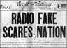 A headline about the War of the Worlds Broadcast