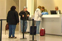 An airport ticket counter