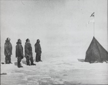 Roald Amundsen, Helmer Hanssen, Sverre Hassel, and Oscar Wisting at the South Pole