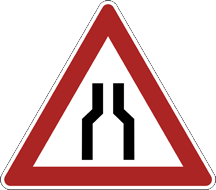 Bottleneck road sign