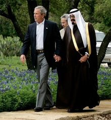 President George W. Bush of the United States and Crown Prince Abdullah of Saudi Arabia