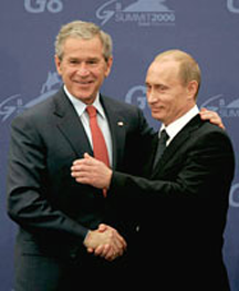 Bush and Putin hug