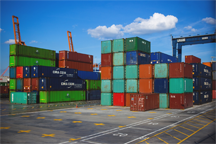 Cargo containers at a port of entry