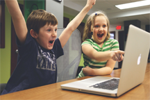 Children playing a computer game