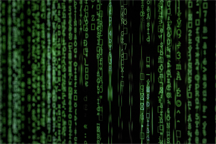 The iconic image of cyber code, as popularized in the film The Matrix