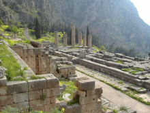 The ruins of the Temple of Apollo at Delphi