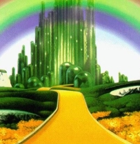 Approaching the Emerald City from the Yellow Brick Road