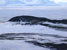 A view of Hut Point, in Anarctica, base of the Discovery Expedition (1901-1904) of Robert. F. Scott