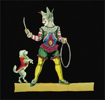 Magic Lantern Slide of a dog jumping through a hoop