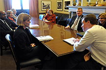 Senator Mark Warner (Democrat of Virginia) meets with mayors