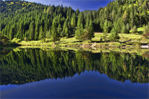 A serene mountain lake