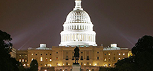 The U.S. Capitol at night