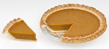 A pumpkin pie in the midst of being divided