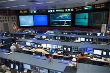 Inside the space station flight control room (FCR-1) in the Johnson Space Center's Mission Control Center