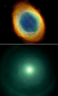 Two halos: the Ring Nebula and a solar halo