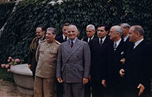 Harry S. Truman (front, second from left) and Joseph Stalin (front, left) meeting at the Potsdam Conference on July 18, 1945