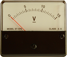 A voltmeter with a needle