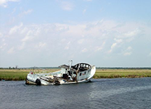 A wrecked boat